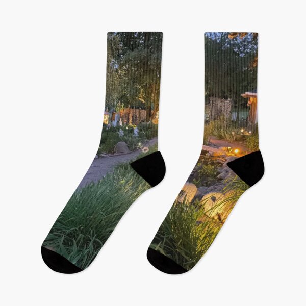 Item preview, Garden Path at Night with Warm Lights - Night Garden Photography designed and sold by DooodleGod.