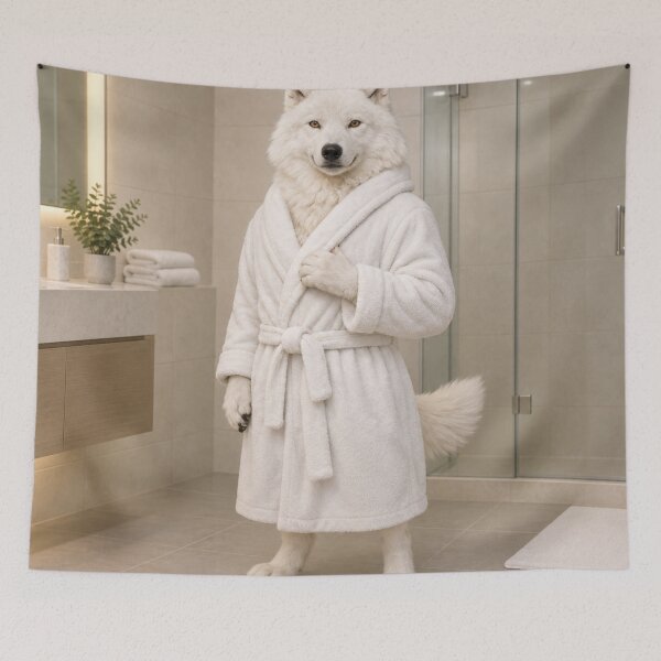Item preview, Arctic Wolf White Bathrobe designed and sold by Sillytoe.