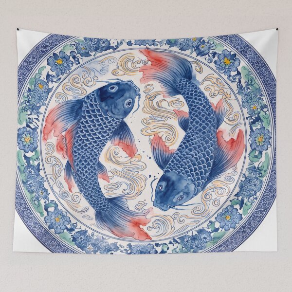 Item preview, Blue Koi Fish Chinoiserie designed and sold by Fani*.