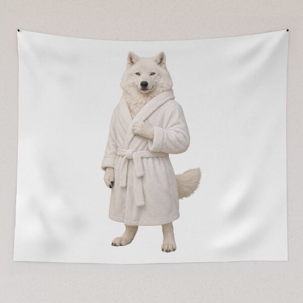 Item preview, Arctic Wolf Fluffy Bathrobe designed and sold by Sillytoe.