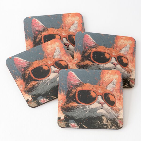 Item preview, Colorful abstract hipster cat with sunglasses designed and sold by dcrc.