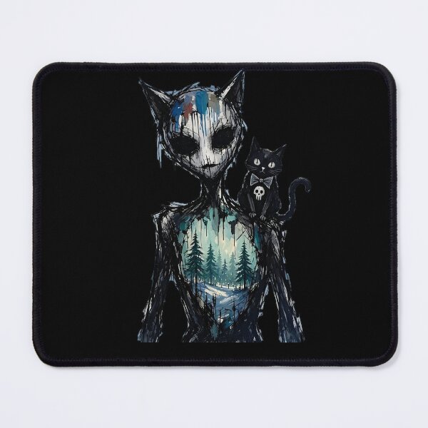 Item preview, Gothic Ink Cat Creature Winter Forest Chest Black Cat Art designed and sold by LujziWorld.
