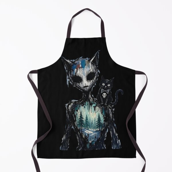Item preview, Gothic Ink Cat Creature Winter Forest Chest Black Cat Art designed and sold by LujziWorld.