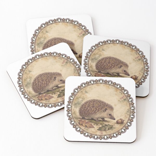 Item preview, Hedgehog and Oak Leaves – Autumn Woodland designed and sold by Noctifolia Field Journal.