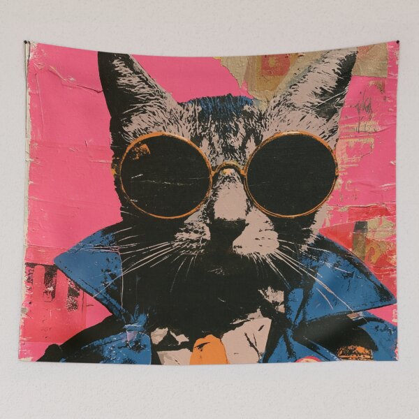 Item preview, Colorful abstract hipster cat with sunglasses designed and sold by dcrc.