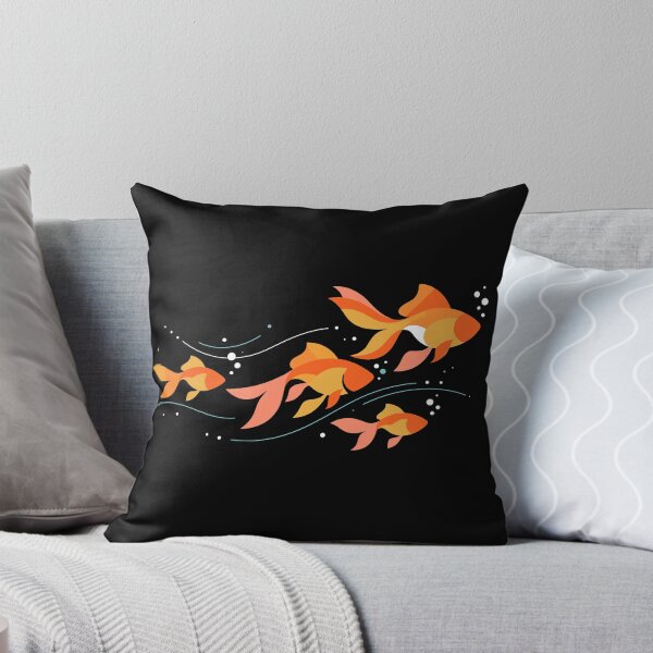 Item preview, Bright orange goldfish swim together, creating a lively scene with bubbles floating around them designed and sold by ElegantOutlines.