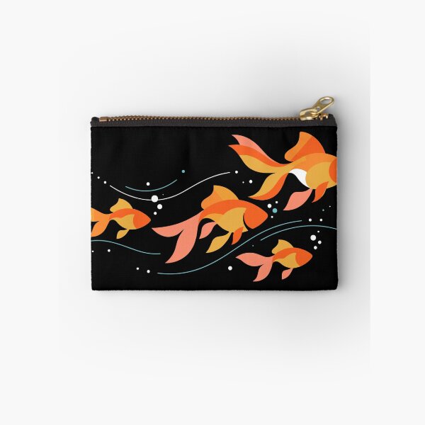 Item preview, Bright orange goldfish swim together, creating a lively scene with bubbles floating around them designed and sold by ElegantOutlines.