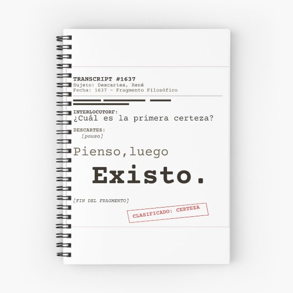 Item preview, I think, therefore I am. Descartes transcript (clear Spanish) designed and sold by Will-to-Power.