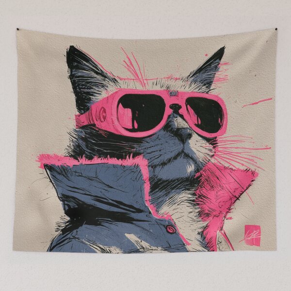 Item preview, Colorful abstract hipster cat with sunglasses designed and sold by dcrc.
