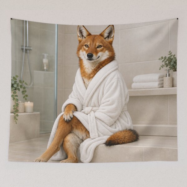 Item preview, Ethiopian Wolf White Bathrobe designed and sold by Sillytoe.