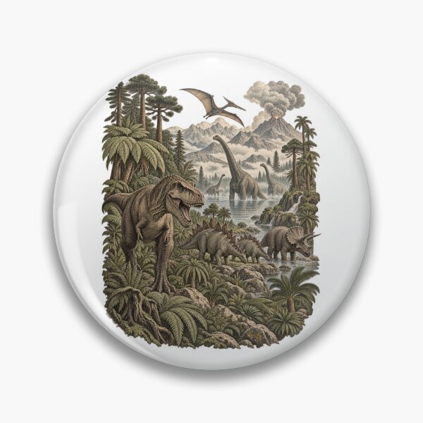 Item preview, Feathered Dinosaur Prehistoric Jungle Volcano Vintage Paleo Art designed and sold by will freed18.