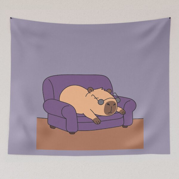 Item preview, Cute Lazy Capybara Chilling on Couch Aesthetic designed and sold by Chonkibao.