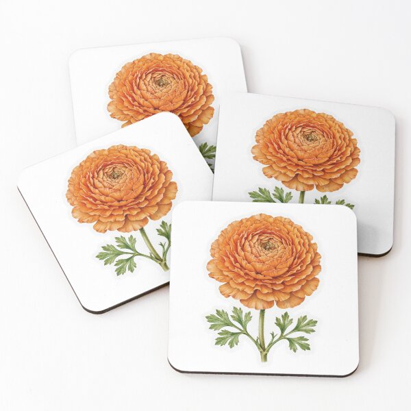 Item preview, Single Orange Ranunculus | Lush Botanical | Vintage Fall Floral Sticker designed and sold by FineLineBotanical .