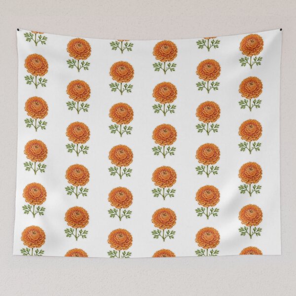 Aperçu de l'œuvre Renoncule orange simple | Lush Botanical | Autocollant floral vintage d'automne créée et vendue par Crystal Critters .