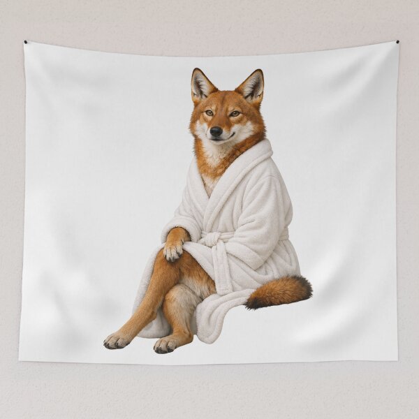 Item preview, Ethiopian Wolf Fluffy Bathrobe designed and sold by Sillytoe.