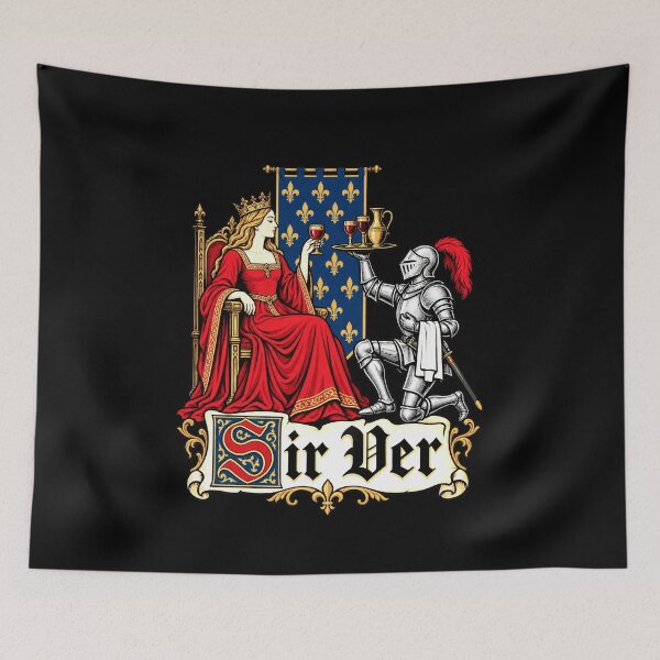 Item preview, Funny Sir Ver Medieval Server Pun Wine Art designed and sold by elderberry.