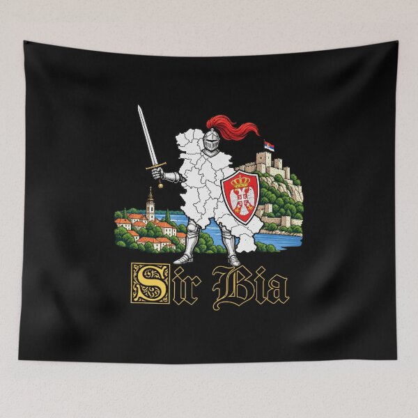 Item preview, Funny Ser Bia Heraldic Knight Heritage Serbia Pun Art designed and sold by elderberry.
