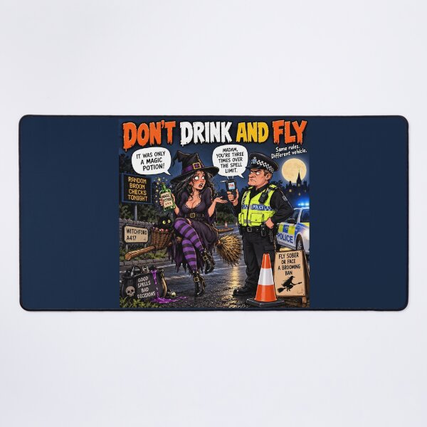 Item preview, Don't Drink and Fly Funny Witch Halloween Humour designed and sold by Hornace88studio.