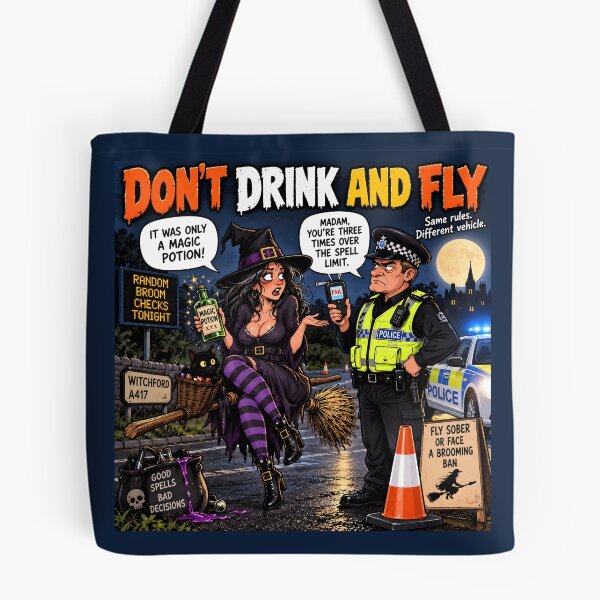 Item preview, Don't Drink and Fly Funny Witch Halloween Humour designed and sold by Hornace88studio.