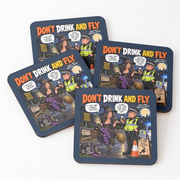 Item preview, Don't Drink and Fly Funny Witch Halloween Humour designed and sold by Hornace88studio.