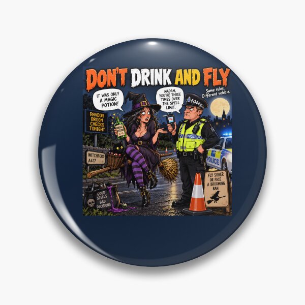 Item preview, Don't Drink and Fly Funny Witch Halloween Humour designed and sold by Hornace88studio.