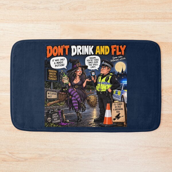 Item preview, Don't Drink and Fly Funny Witch Halloween Humour designed and sold by Hornace88studio.