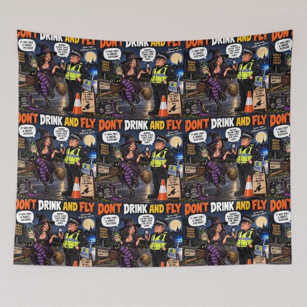 Item preview, Don't Drink and Fly Funny Witch Halloween Humour designed and sold by Hornace88studio.