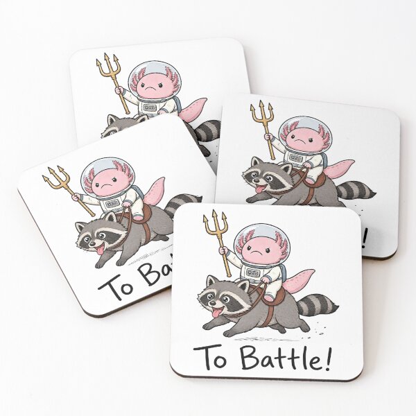 Item preview, Axolotl Astronaut Riding Raccoon To Battle Space Fantasy designed and sold by dschiffer12.