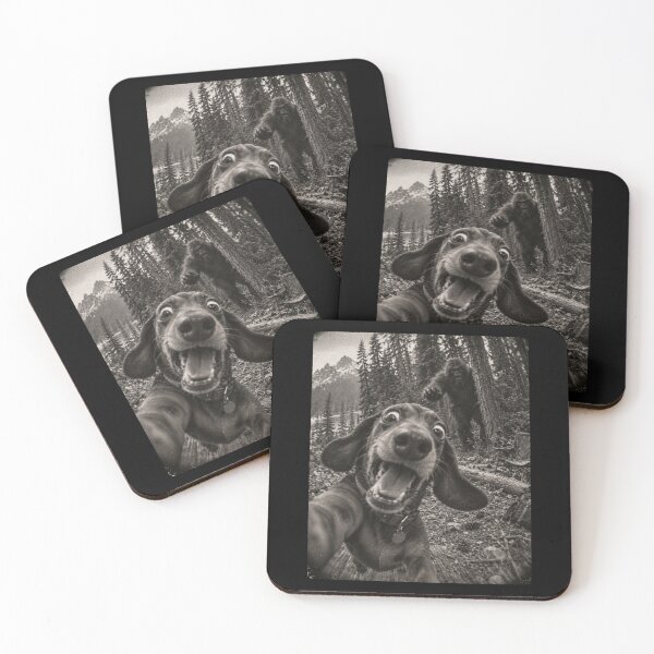 Item preview, Funny Dachshund Selfie Chased by Bigfoot Camping Adventure designed and sold by will freed18.