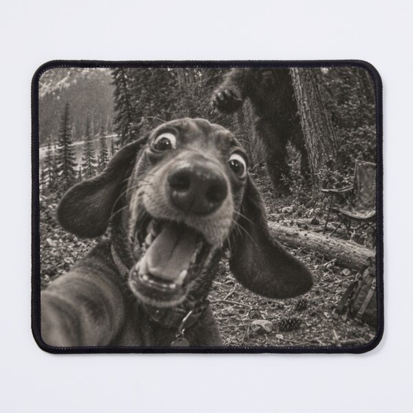 Item preview, Funny Dachshund Selfie Chased by Bigfoot Camping Adventure designed and sold by will freed18.