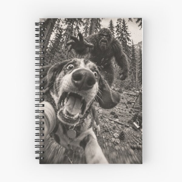 Item preview, Funny Hound Dog Selfie Chased by Bigfoot in the Woods designed and sold by will freed18.
