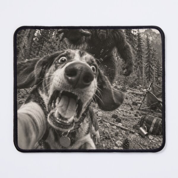 Item preview, Funny Hound Dog Selfie Chased by Bigfoot in the Woods designed and sold by will freed18.