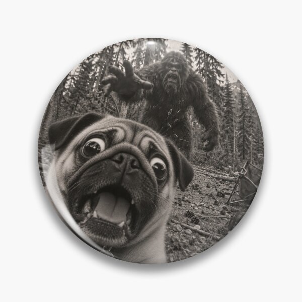 Item preview, Funny Pug Selfie Running Away From Bigfoot Vintage designed and sold by will freed18.