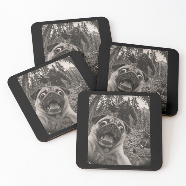 Item preview, Funny Pug Selfie Running Away From Bigfoot Vintage designed and sold by will freed18.
