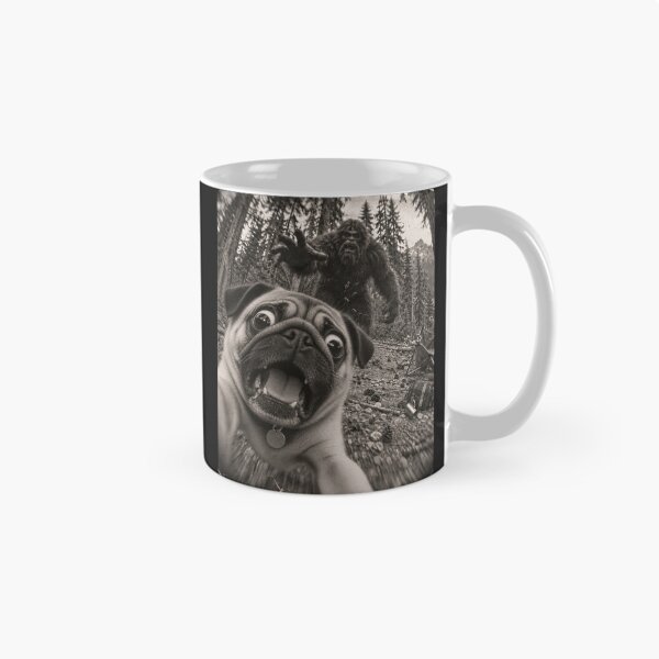 Item preview, Funny Pug Selfie Running Away From Bigfoot Vintage designed and sold by will freed18.