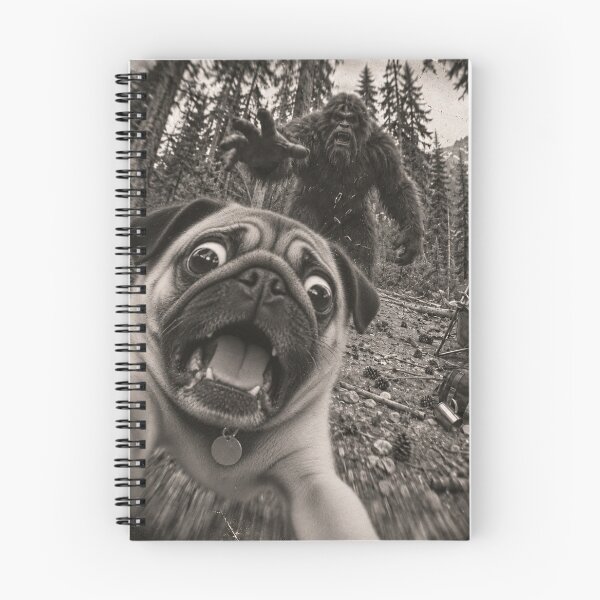 Item preview, Funny Pug Selfie Running Away From Bigfoot Vintage designed and sold by will freed18.