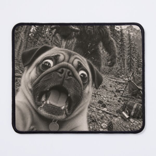 Item preview, Funny Pug Selfie Running Away From Bigfoot Vintage designed and sold by will freed18.