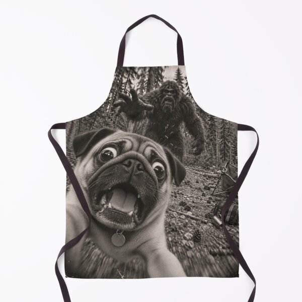 Item preview, Funny Pug Selfie Running Away From Bigfoot Vintage designed and sold by will freed18.