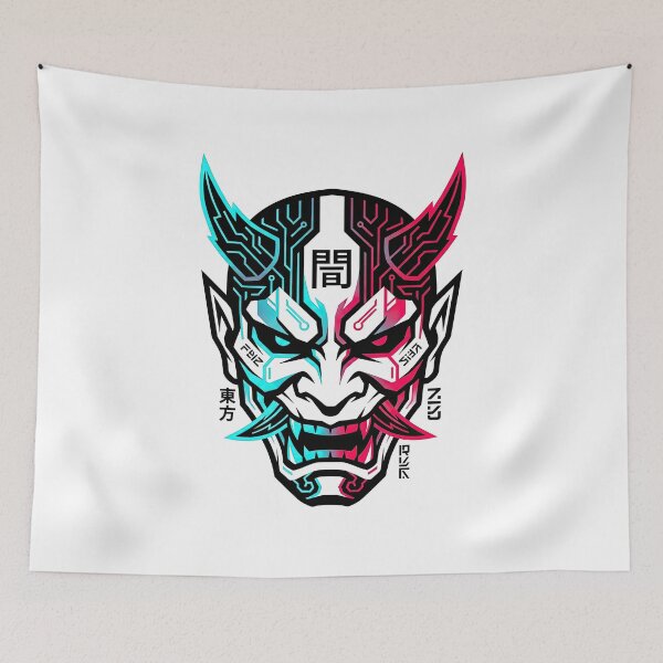 Item preview, Cyberpunk Japanese Oni Mask Tech Art designed and sold by Rahat3344.