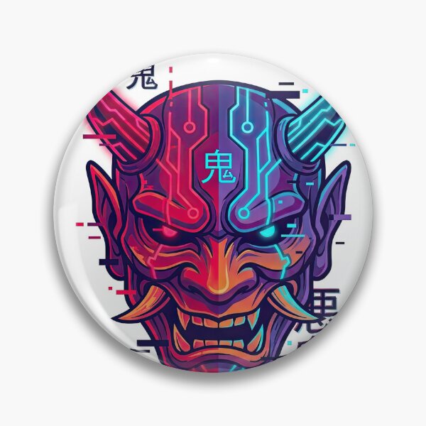 Item preview, Glitch Cyberpunk Japanese Oni Demon Mask designed and sold by Rahat3344.