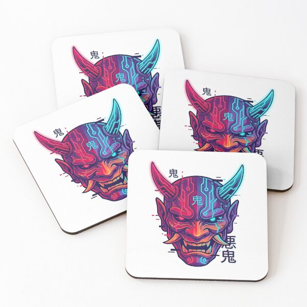 Item preview, Glitch Cyberpunk Japanese Oni Demon Mask designed and sold by Rahat3344.