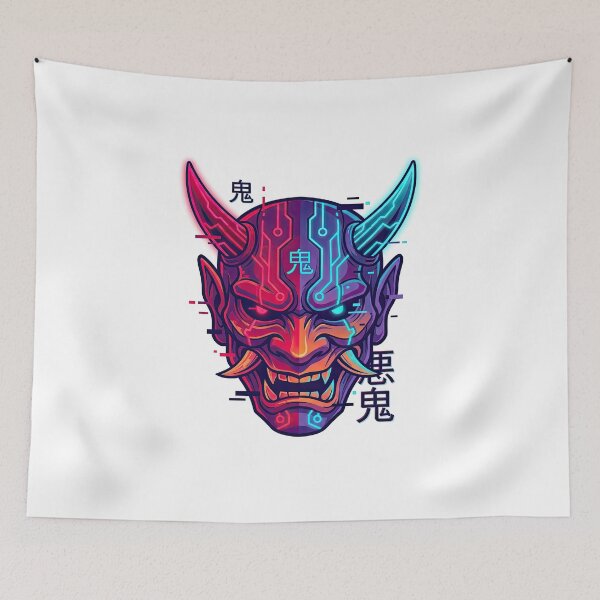 Item preview, Glitch Cyberpunk Japanese Oni Demon Mask designed and sold by Rahat3344.