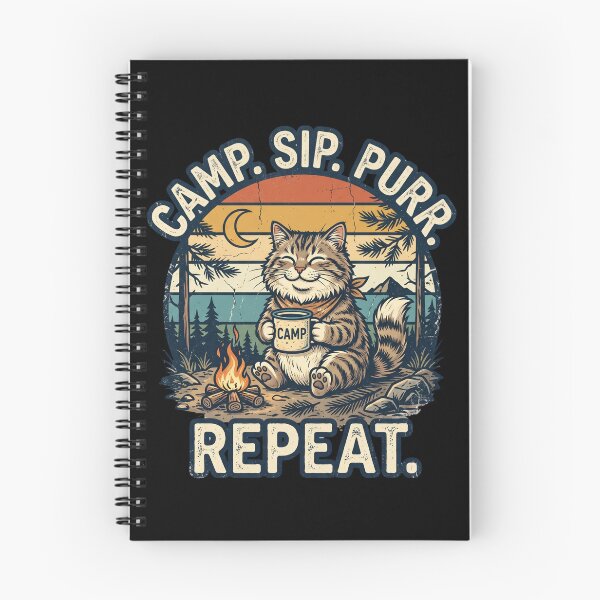 Item preview,  Camp Sip Purr Repeat – Camping Cat Coffee Vintage Design designed and sold by TeeStyle.mr.