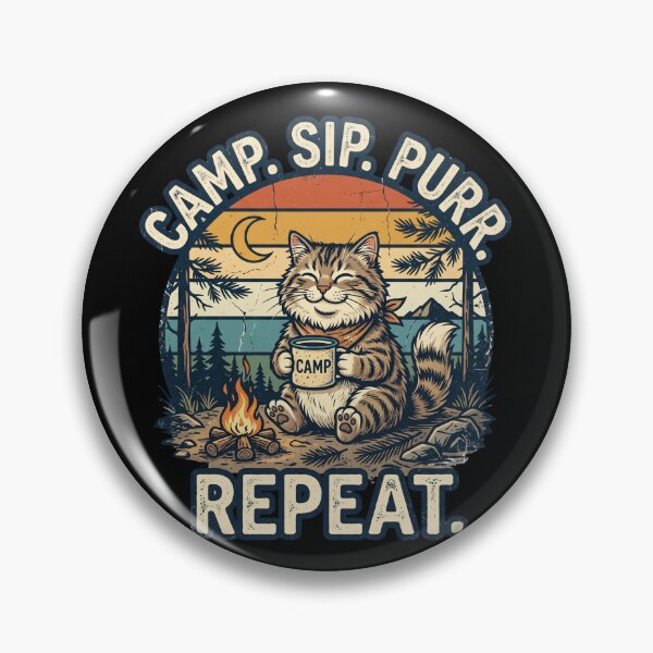 Item preview,  Camp Sip Purr Repeat – Camping Cat Coffee Vintage Design designed and sold by TeeStyle.mr.