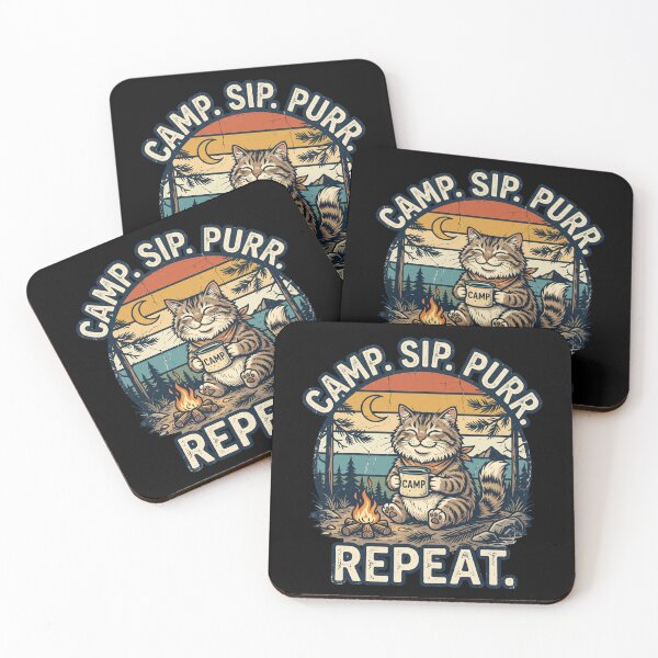 Item preview,  Camp Sip Purr Repeat – Camping Cat Coffee Vintage Design designed and sold by TeeStyle.mr.