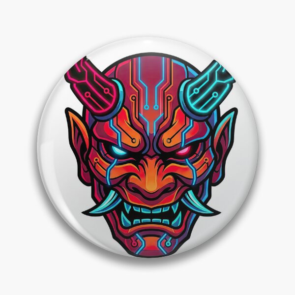Item preview, Neon Cyber Oni Japanese Streetwear Mask designed and sold by Rahat3344.