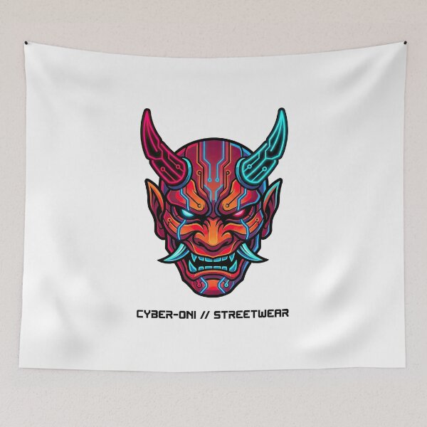 Item preview, Neon Cyber Oni Japanese Streetwear Mask designed and sold by Rahat3344.