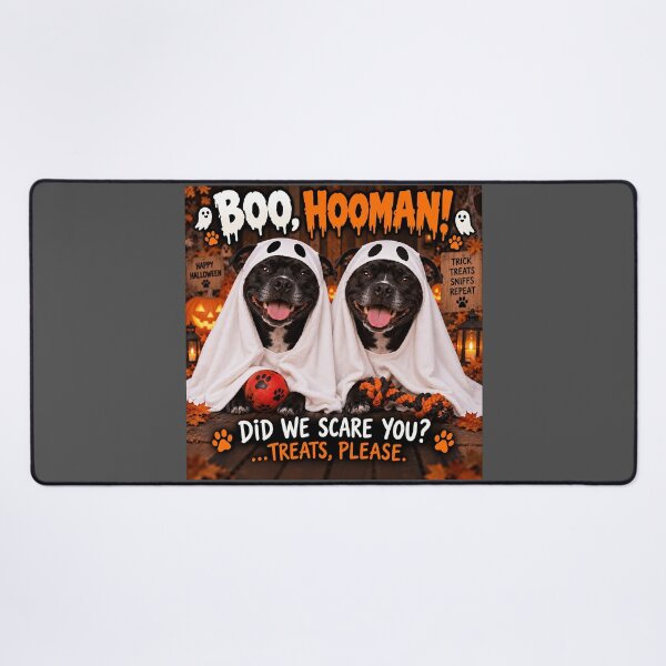 Item preview, Boo Hooman Funny Staffie Ghosts Halloween Dogs designed and sold by Hornace88studio.