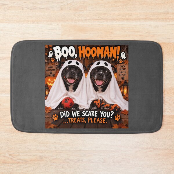 Item preview, Boo Hooman Funny Staffie Ghosts Halloween Dogs designed and sold by Hornace88studio.