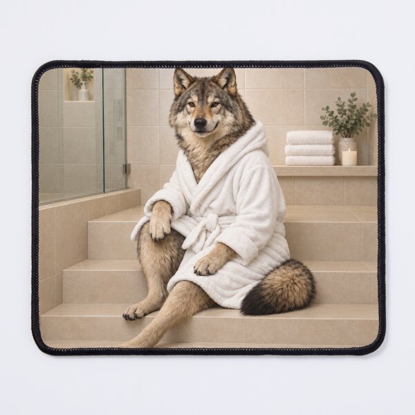Item preview, Gray Wolf White Bathrobe designed and sold by Sillytoe.